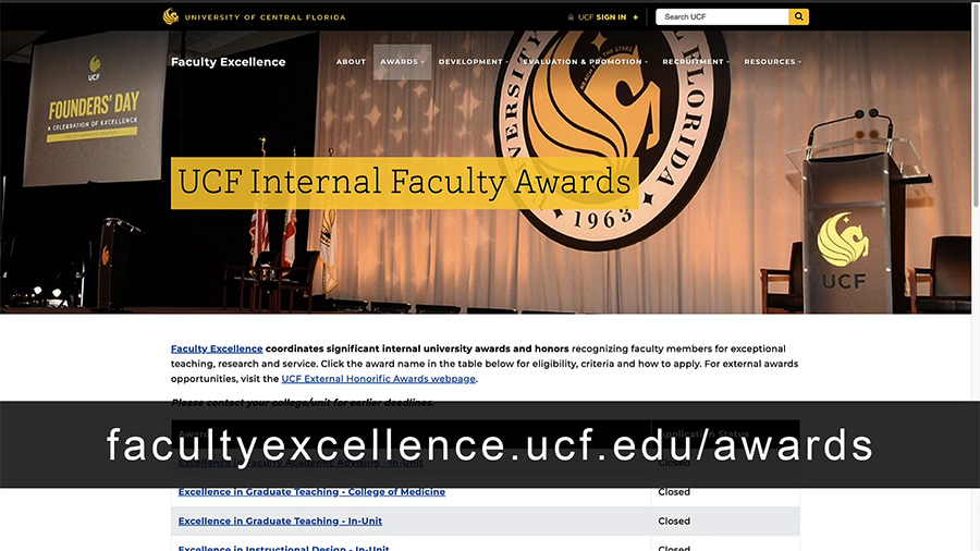 ucf interfolio introduction award schedule